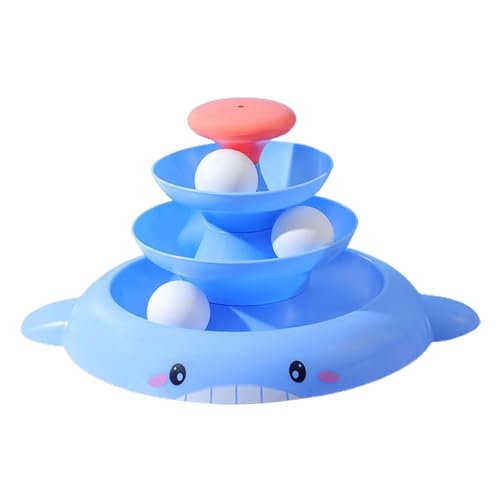Sicheres Katzenspielzeug Sure Here's A Product Title for Pet Described 1 Set Wal-shaped Bell Ball Fluffy Feather Interactive Entertaining Turntable Blue von Leadrop