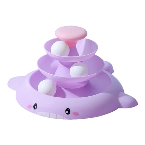 Sicheres Katzenspielzeug Sure Here's A Product Title for Pet Described 1 Set Wal-shaped Bell Ball Fluffy Feather Interactive Entertaining Turntable Purple von Leadrop