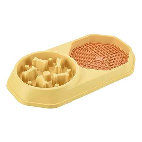 Slow Feed Pet Bowl Non-Slip Pet Bowl Choke-proof Slow Feeder Bowl for Dogs Cats Non-Slip Design with Fun Lecken Plate Large Size Pet Supply Yellow von Leadrop