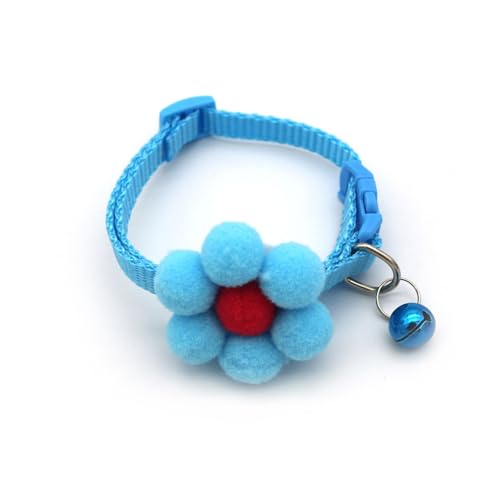 Welpenhalsband 3D Floral Hundehalsband mit Glocke Anti-Riss Haustier Kostüm Himmelblau von Leadrop