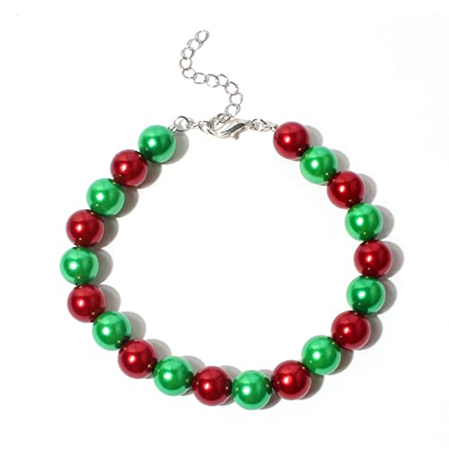 Haustier-Halsband, rote und grüne Perlen, Haustierschmuck, Kunstharz, modische Hunde, Halskette mit Schlaufe für kleine, mittelgroße Hunde Haustier-Halsband, rote und grüne Perlen, Haustierschmuck, Kunstharz, modische Hunde, Halskette mit Schlaufe für kleine, mittelgroße Hunde von Leadthin