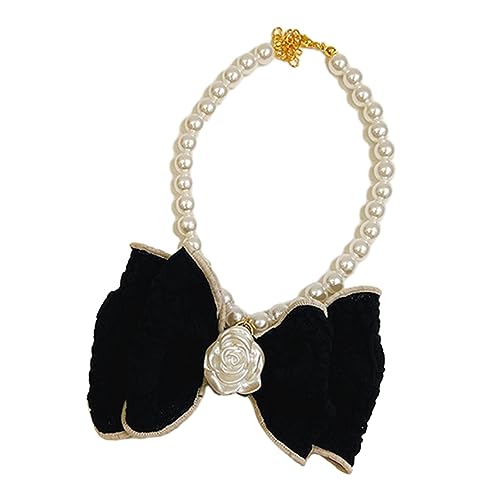 Haustier-Halskette, verstellbare Hunde-Schleifen-Halskette mit Schnapp-Design, stilvolle künstliche Perlenhalsband, Haustierschmuck von Leadthin