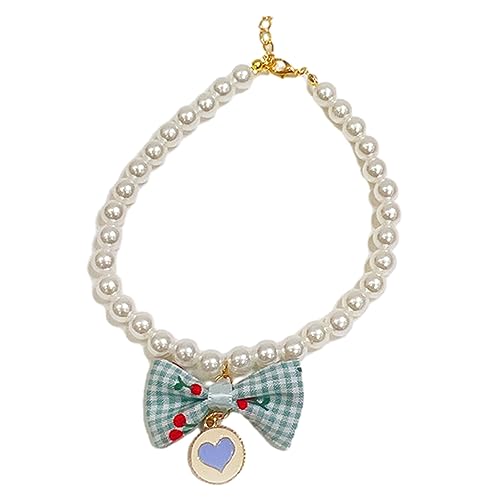 Haustier-Halskette, verstellbares Halsband aus künstlichen Perlen mit niedlichem Anhänger, stilvolles Hunde-Schmuck-Zubehör von Leadthin