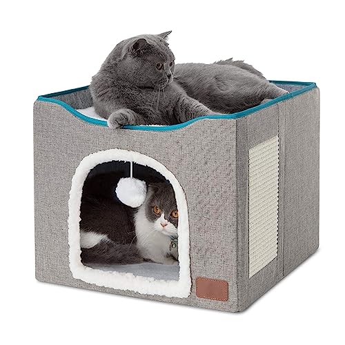 Leadthin Das Katzenhaus mit einem offenen Raum Oben und einem geschlossenen Boden ermöglicht Katzen die freie Wahl zum Spielen und Ausruhen Dunkelgrau von Leadthin