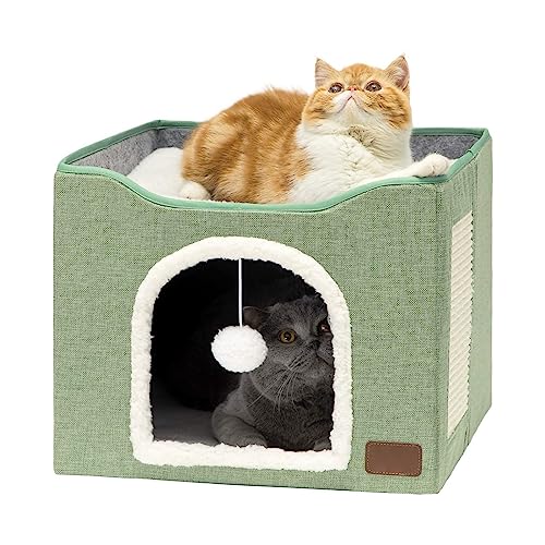 Leadthin Das Katzenhaus mit einem offenen Raum Oben und einem geschlossenen Boden ermöglicht Katzen die freie Wahl zum Spielen und Ausruhen Hellgrün von Leadthin