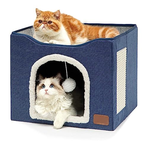 Leadthin Das Katzenhaus mit einem offenen Raum Oben und einem geschlossenen Boden ermöglicht Katzen die freie Wahl zum Spielen und Ausruhen Navy blau von Leadthin
