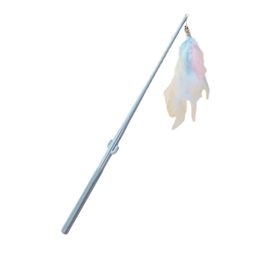 Leadthin Elastische Schnur, Katzenspielzeug, Teasing-Stick, interaktives Spielzeug mit Feder, lindert Langeweile, Stress, Zug, Unterhaltung, langlebig, kausicheres Haustier, perfekt zur Stimulation B von Leadthin