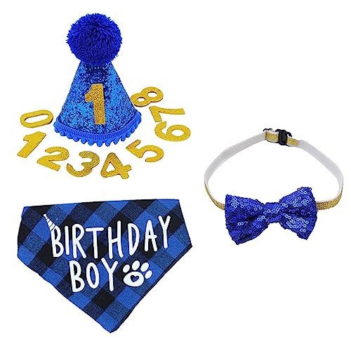 Leadthin Haustier-Lätzchen, feine Verarbeitung, Hunde-Schal, Halsband, Hut-Set, Hunde-Geburtstagsanzug, praktisch Blau Leadthin Haustier-Lätzchen, feine Verarbeitung, Hunde-Schal, Halsband, Hut-Set, Hunde-Geburtstagsanzug, praktisch Blau von Leadthin