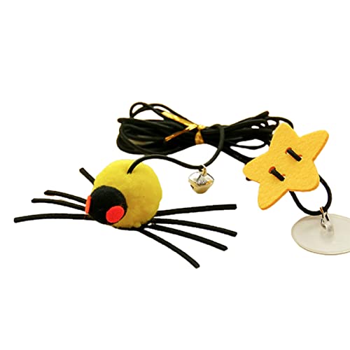 Leadthin Katze Hängespielzeug Elastisches Seil Weich Reißfest Zarte Glocke Linderung Stress Filztuch Schaukel Hängende Tür Lustige Katze Stick für von Leadthin