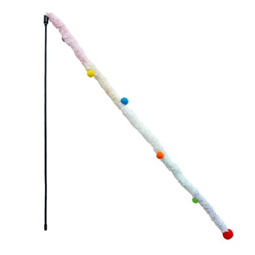 Leadthin Katzen-Teaser-Stick mit langem Griff, weicher Farbe, Plüschball, bissfest, Katze, Spielzeug, Haustierzubehör, Katzenspielzeug, Spielzeug von Leadthin