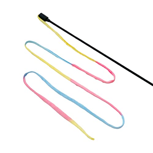 Leadthin Katzenspielzeug, bissfest, Stoffstreifen, lange Stange, lustig, interaktiv, helle Farbe, Stressabbau, Kätzchen, Teaser, Spielzeug für Haustiere von Leadthin