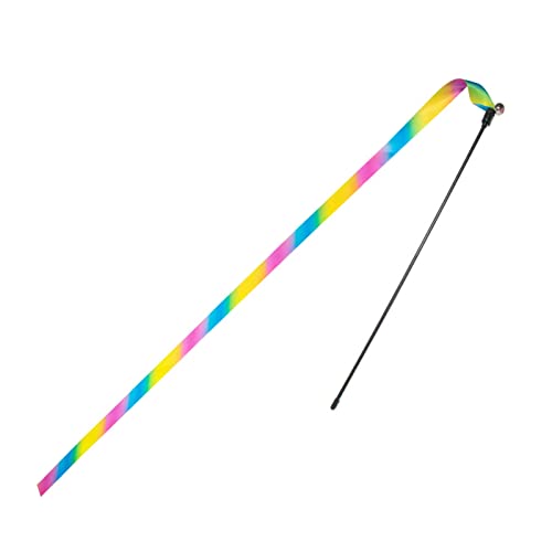 Leadthin Katzenspielzeug, interaktives buntes Band, niedliches Katzenspielzeug, lustige Stange, Teaser, Zauberstab, Katzenzubehör, Katzenspielzeug von Leadthin