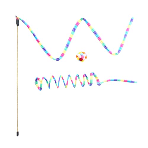 Leadthin Katzenstab, lange Stange, Druckentlastung, elastischer Ball, Cartoon-Typ, Katzenspielzeug, für Zuhause, Haustierstab, Spielzeug von Leadthin