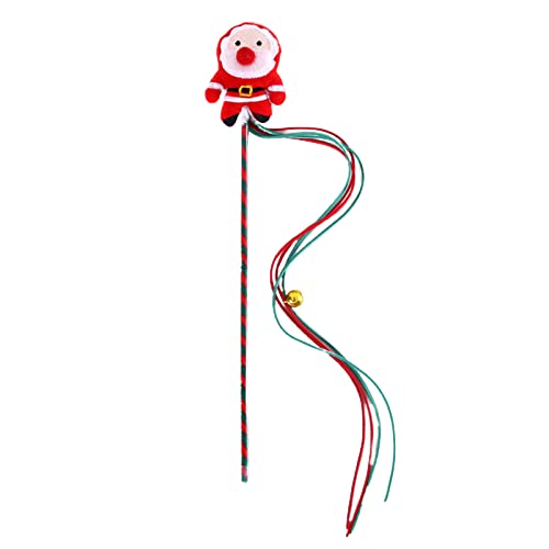 Leadthin Katzenstock Spielzeug Niedlich Cartoon Weihnachtsbaum Weihnachtsmann Rentier Weiche Quaste Lange Rute Übung Training Interaktives Spielzeug Kätzchen Teaser von Leadthin