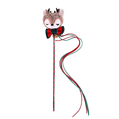 Leadthin Katzenstock Spielzeug Niedlich Cartoon Weihnachtsbaum Weihnachtsmann Rentier Weiche Quaste Lange Rute Übung Training Interaktives Spielzeug Kätzchen Teaser von Leadthin