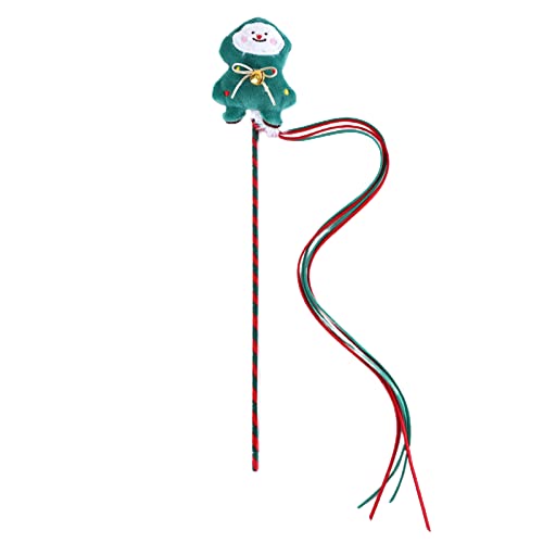 Leadthin Katzenstock Spielzeug Niedlich Cartoon Weihnachtsbaum Weihnachtsmann Rentier Weiche Quaste Lange Rute Übung Training Interaktives Spielzeug Kätzchen Teaser von Leadthin