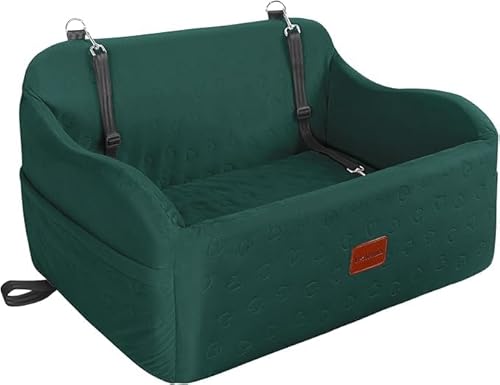 Lealchum Haustier-Autositz für große Hunde, weicher Stoff, Haustier-Reisebett-Füllung, Memory-Schaum, Zwei Sicherheitsleinen zum Anklippen, Autositz für Hunde (Green, Large) von Lealchum