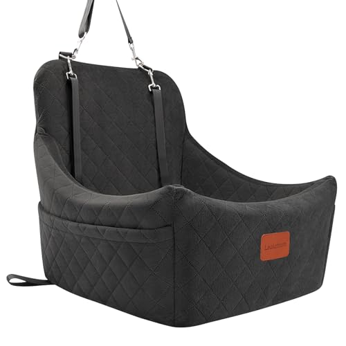 Lealchum Hundesitz für mittelgroße Hunde, verstellbaren Riemen, Anti-Rutsch-Boden Haustier Autositz, voll abnehmbar und waschbar (Black, Medium) von Lealchum