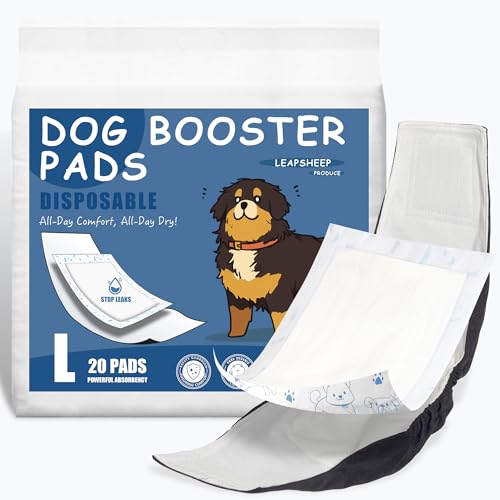 LeapSheep Hundewindeleinlagen, Uriniereinlagen für männliche und weibliche Hunde, super weiche Saugkraft, passend für Bauchbänder, Bandagen und waschbare Hundewindeln (Größe L, 20) von LeapSheep