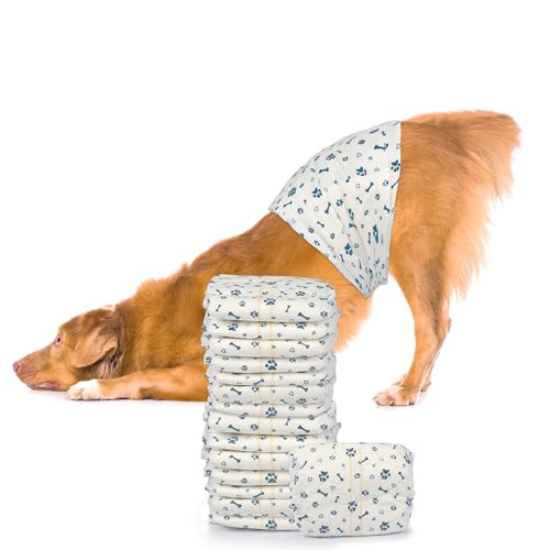 LeapSheep Hundewindeln für Rüden, Einweg-Hundewindeln, super saugfähig, auslaufsicher, mit Nässeindikator, Haustierwindel für Inkontinenz, erregtes Wasserlassen (L, 20 ct) von LeapSheep