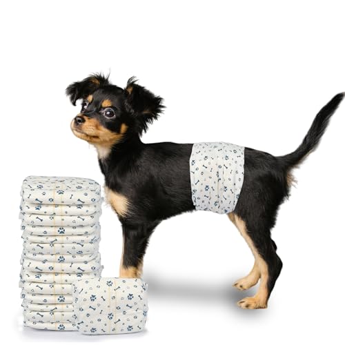 LeapSheep Hundewindeln für Rüden, Einweg-Hundewindeln, super saugfähig, auslaufsicher, mit Nässeindikator, Haustierwindel für Inkontinenz, erregtes Wasserlassen (XS, 20 ct) von LeapSheep