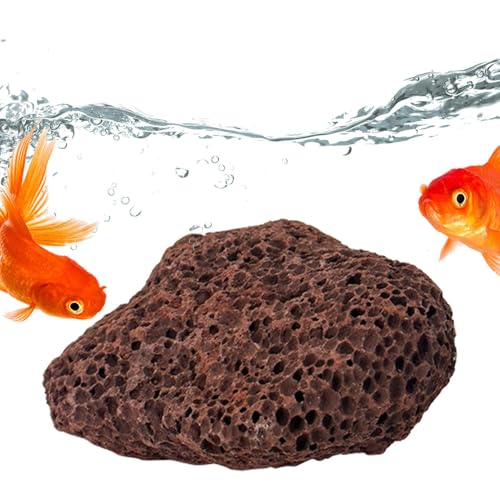 Aquarium-Steine für Aquarien, rote Vulkanstein-Dekoration, natürlicher Stein, poröser Biofilter, Aquarium-Wasserreiniger, dekorativer geruchsabsorbierender Stein mit Mineralien für Wasserpflanzen von LearnLyrics