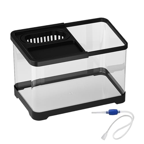 Betta Fish Aquarien – Kompaktes Desktop-Fischtank, dekorative Betta-Schale, Lebensraum | Acryl-Design, Heimbüro-Thema, leicht sichtbarer Deckel, modernes kleines Aquarium für Schlafzimmer von LearnLyrics