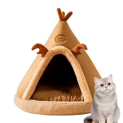Hundehütte Indoor - Haustierbett Haus, Hund Warme Höhle | Langfristige Nutzung Winter Warm Katzenhaus für Indoor Katzen, Haustier Bett Großzügiger Platz mit Bett, Stilvolles Dicke von LearnLyrics