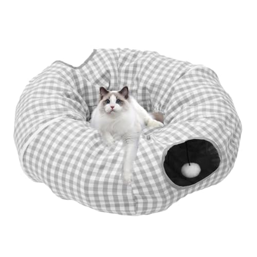Katzennest Betttunnel - Baumwolle Katzen Donut Tunnel, Faltbare Katzennest Spielzeug Schlafhöhle | Haustierbedarf Mehrzweck Donut Nest Mit 2 Eingängen Für Haustierhaus, Garage, Wohnzimmer, von LearnLyrics