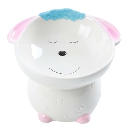Kippbare Katzenfutterschalen, Keramik geneigte Katzennapf Haustier Schüssel Erhöht, Cartoon Hitzebeständig Multifunktional Pet Feeder Schalen für Zuhause, Tiergeschäfte, Katzencafes, Bauernhaus von LearnLyrics