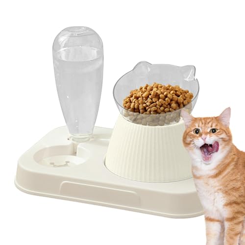 LearnLyrics Haustiernahrungsschalen für Katzen, Katzenschalen für Innenkatzen | 15 Grad geneigte Katzen -Fütterungsschale Automatische Feeder | Erhöhte automatische Spender kleine Hundeberken für den von LearnLyrics