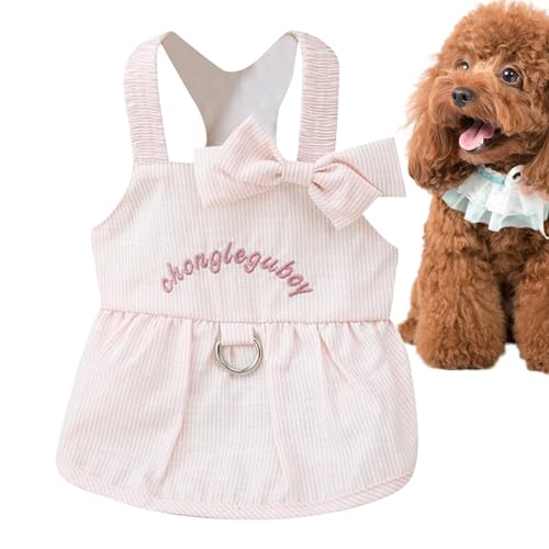 Hunde-Sommeroutfit, Hunde-Sommerkleid, Hundekleid für Frühlingsoutfit, Gestreifte Hunde-Outfits mit Kordelzug-Schnalle, Hunde-Sommerkleid mit Schleife für kleine, mittelgroße Hunde von LearnLyrics