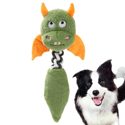 LearnLyrics Quietschendes Spielzeug für Haustiere, Plüsch-Kauspielzeug für Hunde | Einzigartiges Hunde-Stoffspielzeug in Form eines kleinen Teufels - Quietschspielzeug mit eingebauten Quietschern, von LearnLyrics
