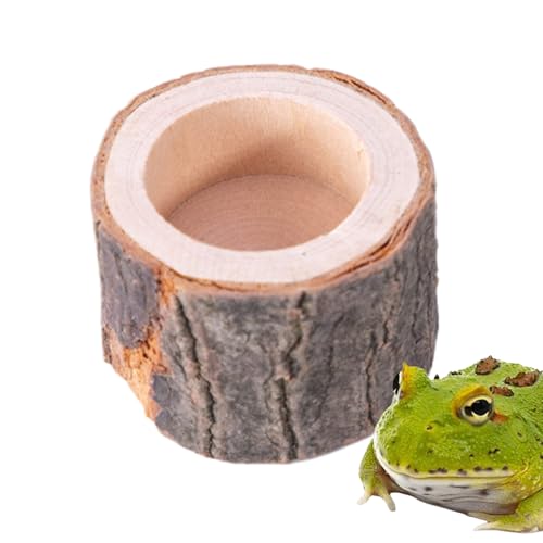 LearnLyrics Schildkröten Wasserschale - Reptilien Wasserschale | Natürliche Holzschale Für Amphibien, Schildkröten & Reptilien Futterbehälter Terrarium Zubehör von LearnLyrics