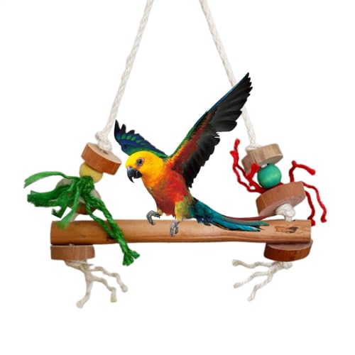 LearnLyrics Vogelschaukel-Kauspielzeug, Vogelschaukelspielzeug aus - Sicheres Vogelsitzspielzeug aus - Praktisches Papageien-Sitzstangen-Zahnpflege-Vogel-Sitzstangen-Spielzeug für von LearnLyrics