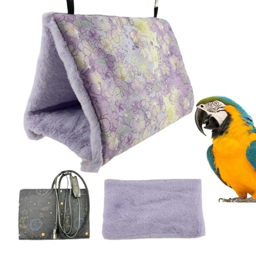 LearnLyrics Warmes Nest für Papageien, beheiztes Vogelnest, Winterhaus, Schlafnest aus Plüsch, abnehmbares USB-Heizkissen für Nymphensittiche von LearnLyrics