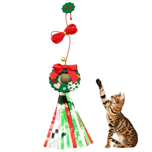 LearnLyrics Weihnachtstür-Kätzchenspielzeug,Weihnachtskatzenspielzeug Katzenminze,Federspielzeug im Weihnachts-Rentier-Design - 2M elastisches Seil, interaktives Spielzeug für Kätzchen, lustige LearnLyrics Weihnachtstür-Kätzchenspielzeug,Weihnachtskatzenspielzeug Katzenminze,Federspielzeug im Weihnachts-Rentier-Design - 2M elastisches Seil, interaktives Spielzeug für Kätzchen, lustige von LearnLyrics