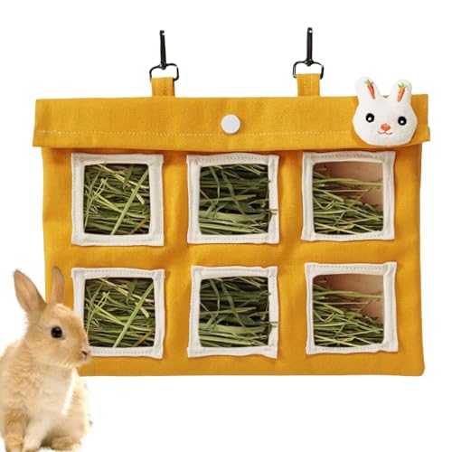 Leinwand Hase Heuhalter - Hochwertiger Heu -Feeder -Beutel für Kaninchen, Meerschweinchen und kleine Tiere | Tragbare, bissresistente Feeder, um Heu frisch zu halten und den Abfall zu reduzieren von LearnLyrics
