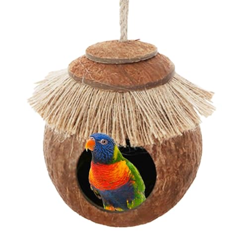 Nymphensittich, Vogelhaus, Vogelkäfig aus Kokosnuss mit gewebter Decke, Vogelnest für, Hamster, Eichhörnchen, untrennbar, Finken Nymphensittich, Vogelhaus, Vogelkäfig aus Kokosnuss mit gewebter Decke, Vogelnest für, Hamster, Eichhörnchen, untrennbar, Finken von LearnLyrics