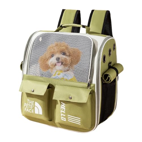 Tragbarer Haustier -Rucksack -Träger - Kompakter und langlebiger Träger für kleine Haustiere, atmungsaktive Netzfenster, verstellbare Gurte, faltbares Design, geeignet für Wandern, Reisen und Abenteue von LearnLyrics