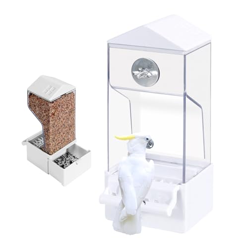 Vogelfutterstation – Externer Käfig, automatischer -Futterspender, transparenter Behälter für Vögel, Essensfutterbehälter für Tierzone, Hinterhof, Balkon, Terrasse, , Terrasse von LearnLyrics