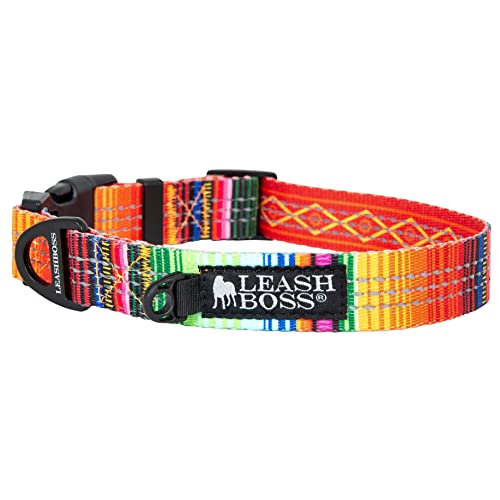 Gemustertes reflektierendes Hundehalsband, Muster-Kollektion, buntes Hundehalsband mit dreifach reflektierenden Fäden für kleine,63.5 cmx2.5 cm breit, Deckenmuster) von Leash Boss