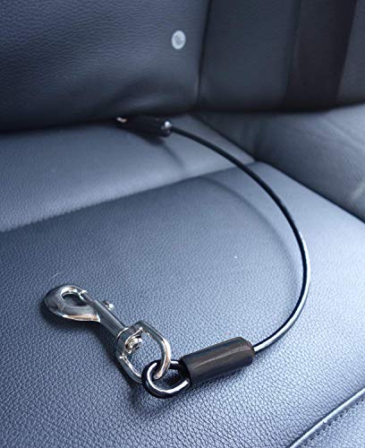 Leash Boss Dog Car Seat Belt Restraint - No-Chew Heavy Duty Car Seatbelt for Pets - 5 Sizes - Coated Steel Rope to Prevent Chewing (26 in) von Leash Boss