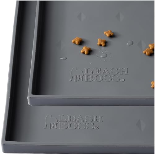Leash Boss Hundefuttermatte für Futter- und Wassernäpfe, wasserdichte Silikon-Haustier-Futtermatte für Böden, extra hohe erhöhte Kanten, Katzen- und Hunde-Matte für Böden, spülmaschinenfest, 2 Stück Leash Boss Hundefuttermatte für Futter- und Wassernäpfe, wasserdichte Silikon-Haustier-Futtermatte für Böden, extra hohe erhöhte Kanten, Katzen- und Hunde-Matte für Böden, spülmaschinenfest, 2 Stück von Leash Boss