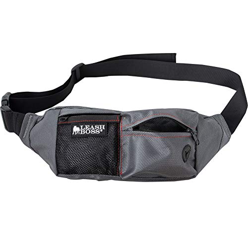 Leash Boss Leckerli-Tasche für Hunde, für Training, Leckerli-Bauchtasche zum Gehen, Laufen, Wandern, tragbarer Trockenfutterbehälter für Haustiere, 3 Stück, Grau, 168 g von Leash Boss