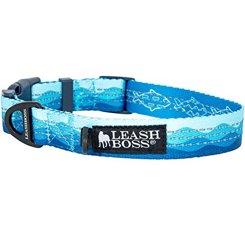 Leashboss Hundehalsband, Gemustert, reflektierend, Muster-Kollektion, buntes Hundehalsband mit dreifachen Reflexionsfäden für kleine, mittelgroße und große Hunde, Größe S (Halsumfang 29,2-40,6 cm x von Leash Boss