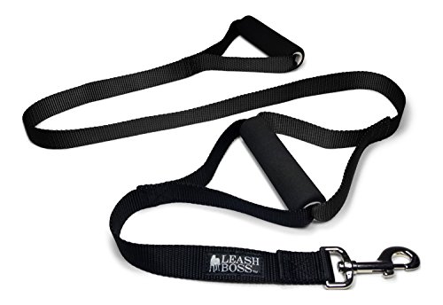 Leashboss Original – Robuste Hundeleine mit Zwei Griffen für große Hunde – kein Ziehen, Trainingsleine für Spaziergänge mit großen Hunden (schwarz) von Leash Boss