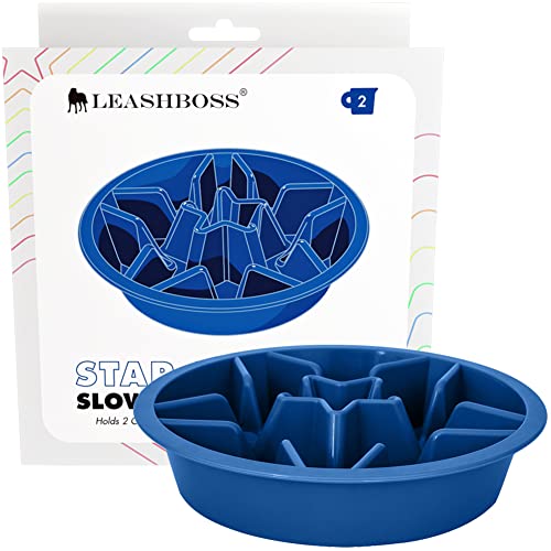 Leashboss Slow Feed Dog Bowl for Raised Pet Feeders - Maze Food Bowl Compatible with Elevated Diners (2 Cup - 7.5-8 Inch Feeder Holes, Blue) von Leash Boss