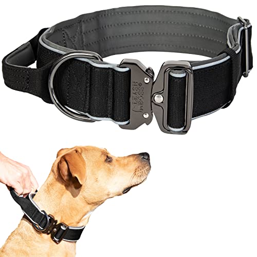 Leashboss Taktisches Hundehalsband – Hundehalsband mit Griff, strapazierfähiges, verstellbares Militär-K9-Halsband mit Schnellverschluss-Schnalle und Griff – für das Training von Leash Boss