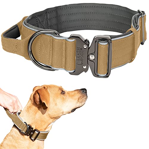 Leashboss Taktisches Hundehalsband, Hundehalsband mit Griff, strapazierfähig, verstellbar, Militär-K9-Halsband mit Schnellverschluss-Schnalle und Griff, für Training von Leash Boss